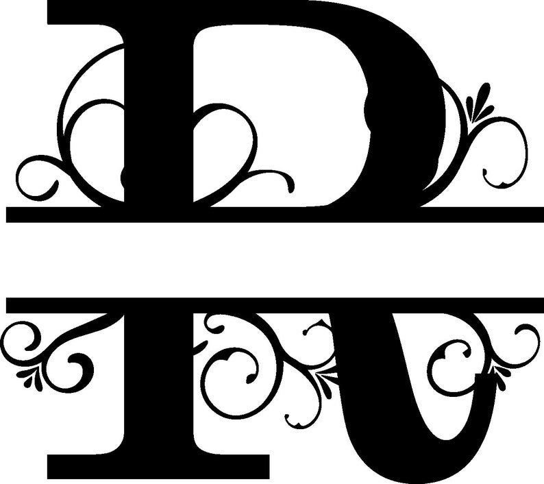 Family Name Decal / Split Monogram / A B C D E F G H I J K L M | Etsy