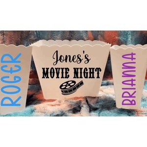 Personalized Popcorn Tub, Custom Popcorn Tub, Popcorn Bucket, Popcorn Set, Family Gift, Family Pop Corn bowls, Movie Night, Party Favor