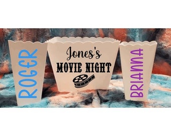 Personalized Movie Night Popcorn Bucket Set: Custom Family Gift
