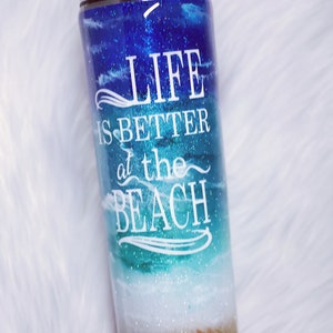 Life Is Better At The Beach Custom Glitter Crashing Waves Stainless Steel Tumbler Cup