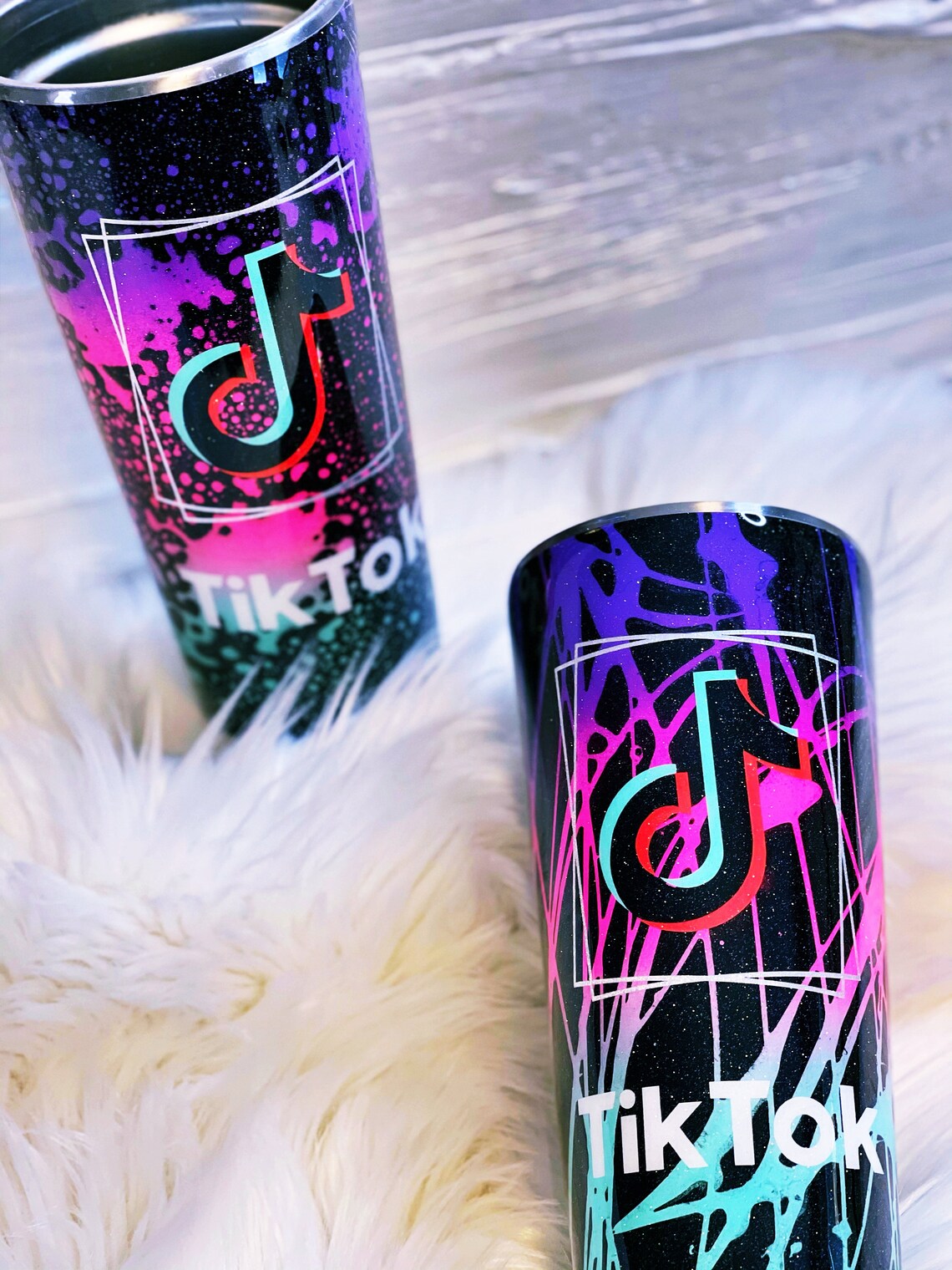 Tik Tok Custom Glitter Neon Tumbler Cup Etsy