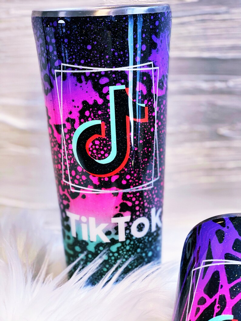 Tik Tok Custom Glitter Neon Tumbler Cup Etsy