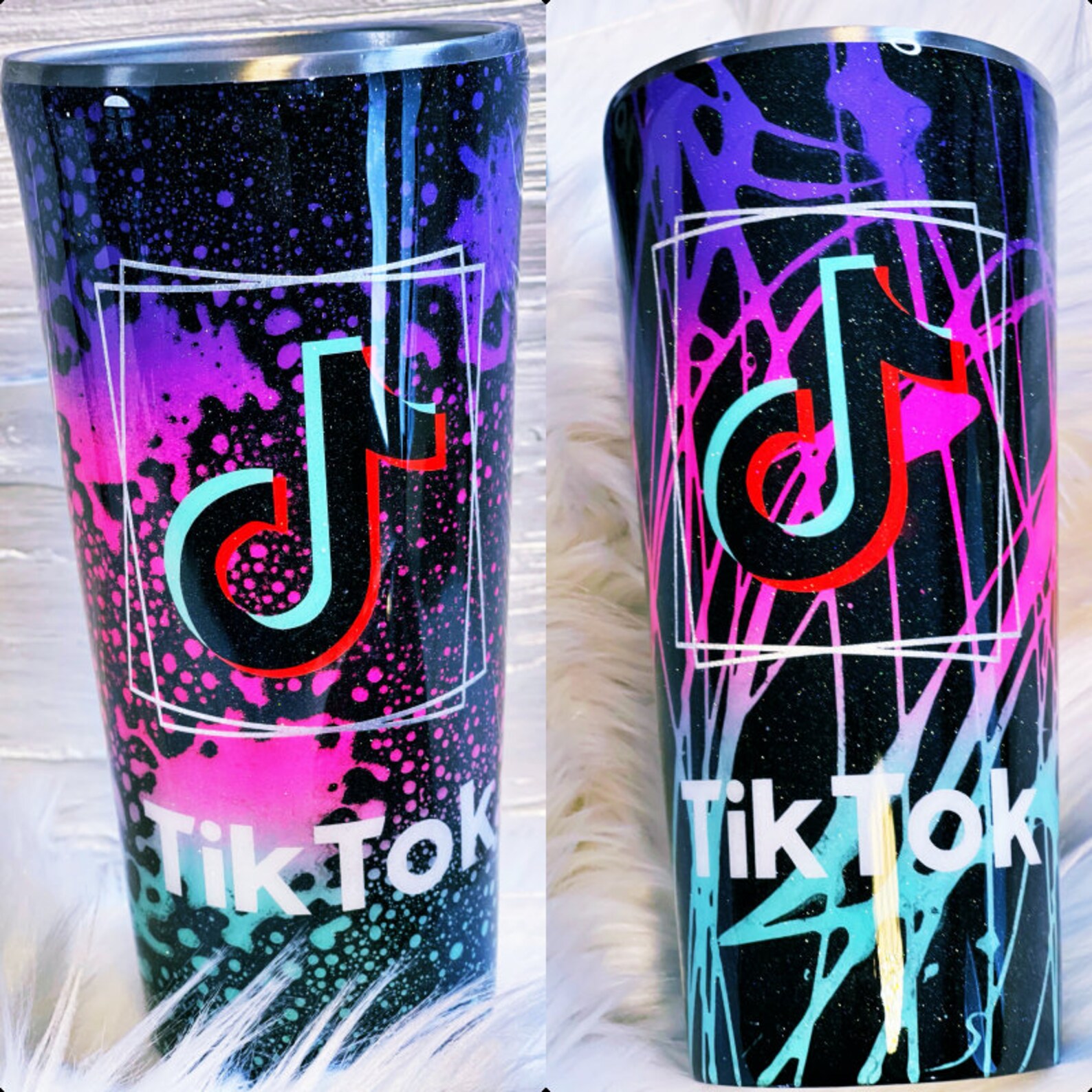 Tik Tok Custom Glitter Neon Tumbler Cup Etsy