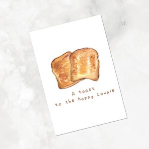 Ein Toast auf die glückliche Hochzeitskarte | Wortspiel, punny, süß, lustig, handgezeichnet, Geschenk, Feier, Essen, Zeichnung, Liebe, Glückwünsche