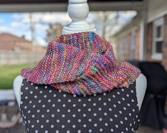Hand-Knit Merino Wool Scarf – Multicolor Gem Tones, Cozy Winter Wrap
