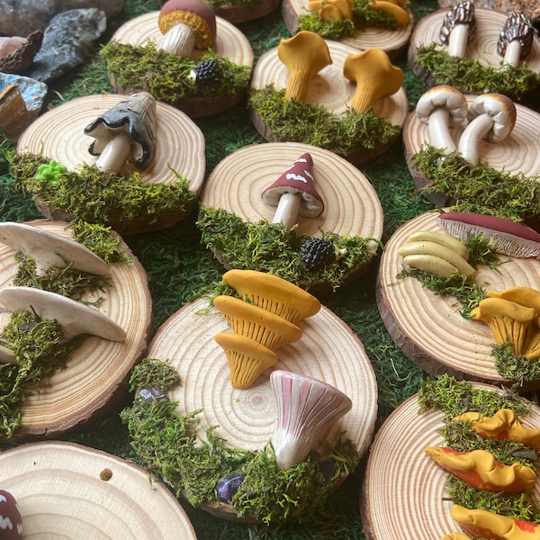 Hand Sculpted Mushroom Wall Hanging: Woodland Decor, Nature Art, Ornament, Stocking Stuffer