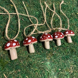 Fly agaric red mushroom ornament, cottagecore woodland nature ornaments, Christmas tree decor, amanita decorations, mushroomcore, fall art