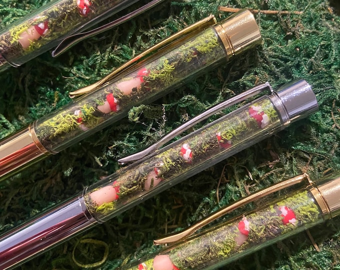 Mushroom Twist Pen: Cottagecore Office Decor, Refillable