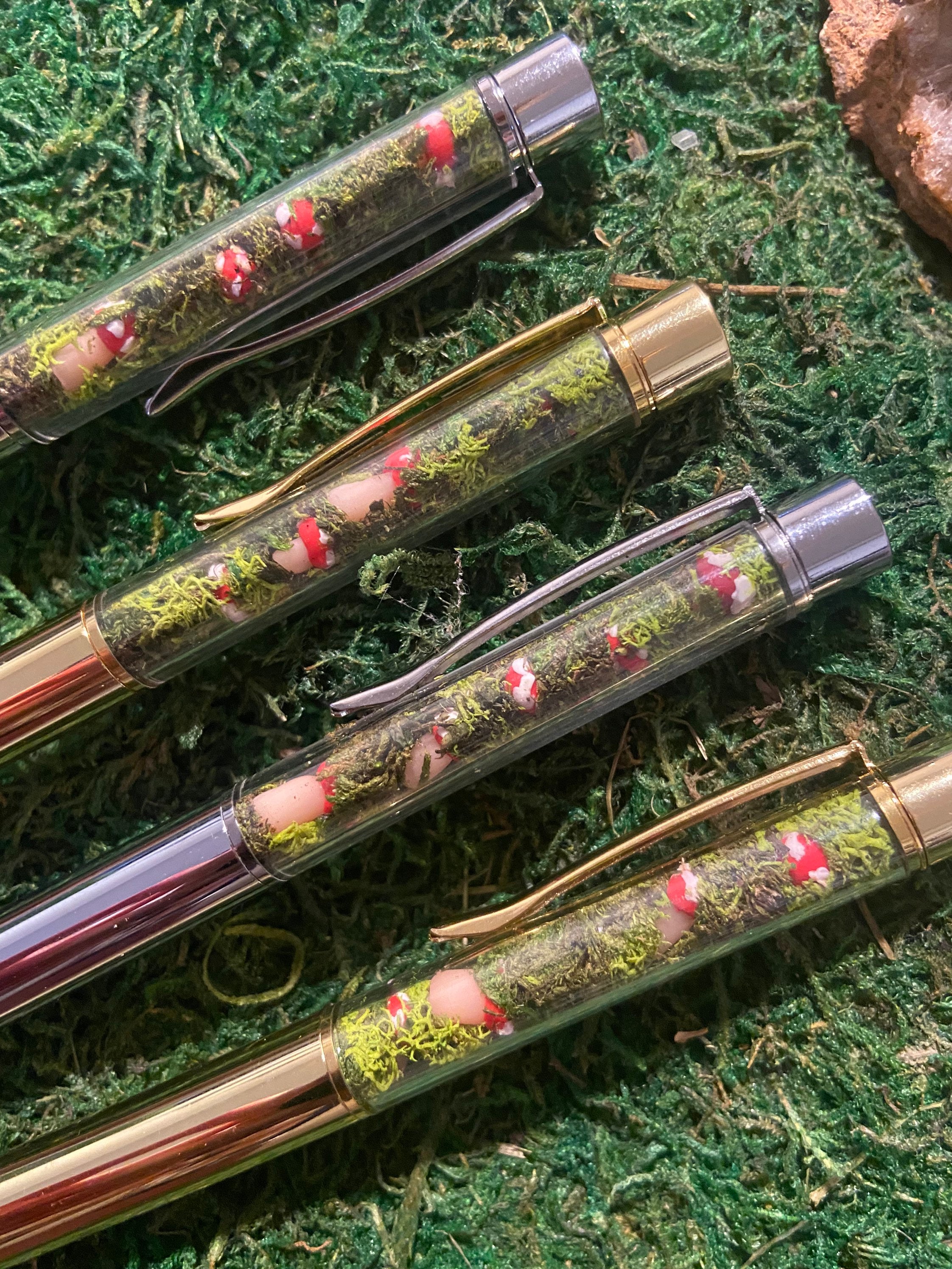 Mushroom Twist Pen: Cottagecore Office Decor, Refillable