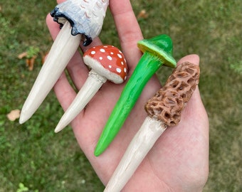 Mushroom Plant Buddies Stake: Cottagecore Fairy Garden Decor