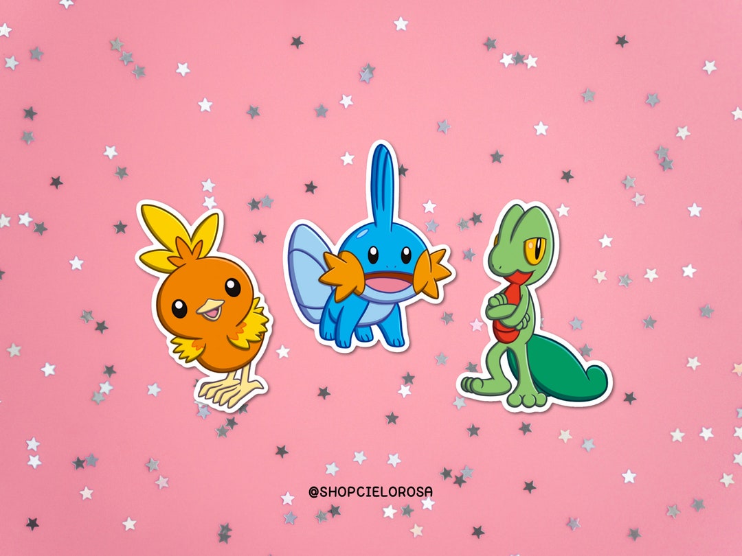 Mudkip Sticker Torchic Treecko Sticker Waterproof Vinyl Pokémon Decal ...