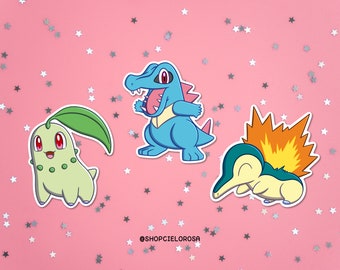 chikorita sticker cyndaquil totodile sticker | waterproof vinyl pokémon decal or planning/journaling sticker