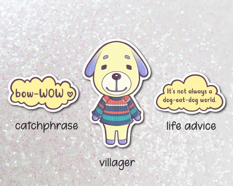acnh villager daisy animal crossing vinyl sticker new horizons catchphrase life advice favorite quote waterproof