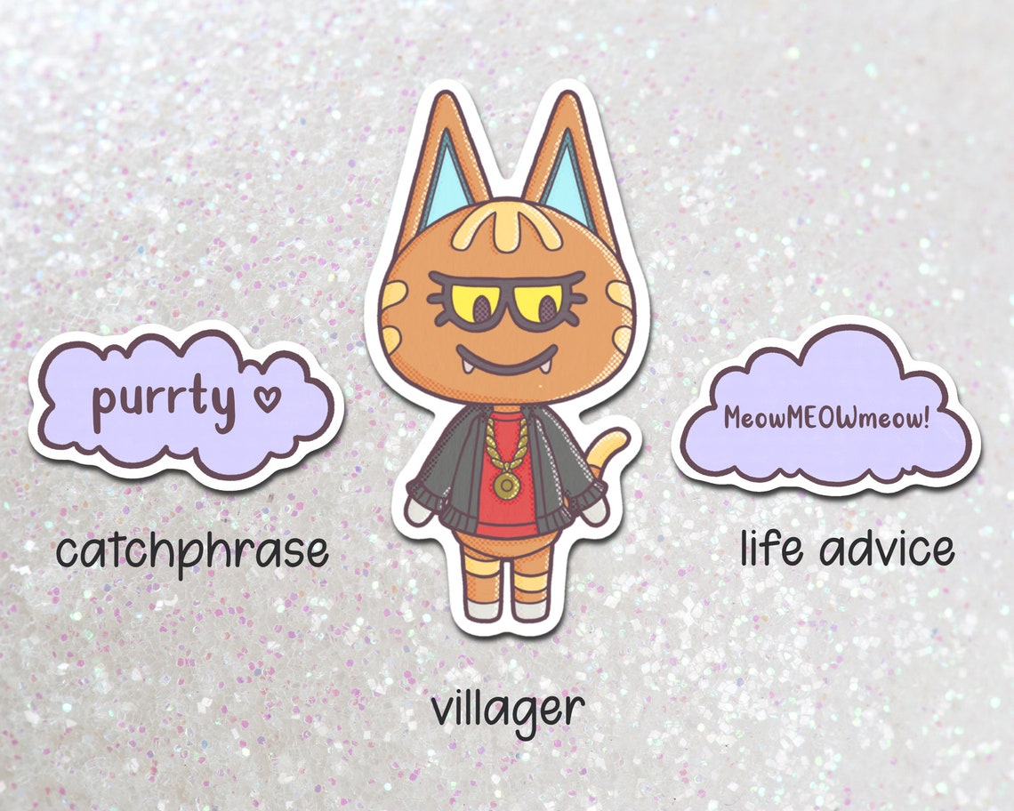 Katt vinyl sticker animal crossing new horizons Etsy