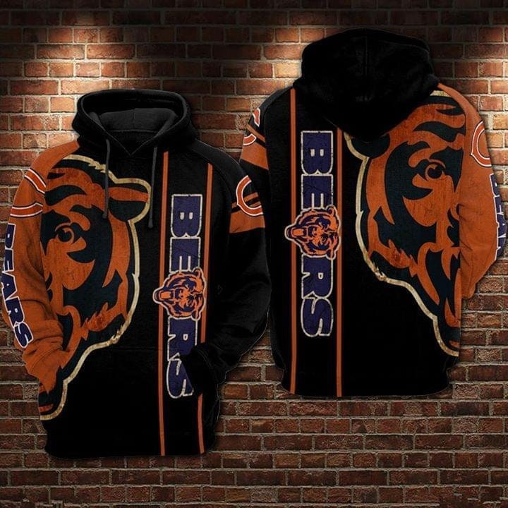 Chicago Bears For Football Lover 3D Full Printing Hoodie, Zip Hoodie NFL Football Team 3D Graphic Printed Hoodie,