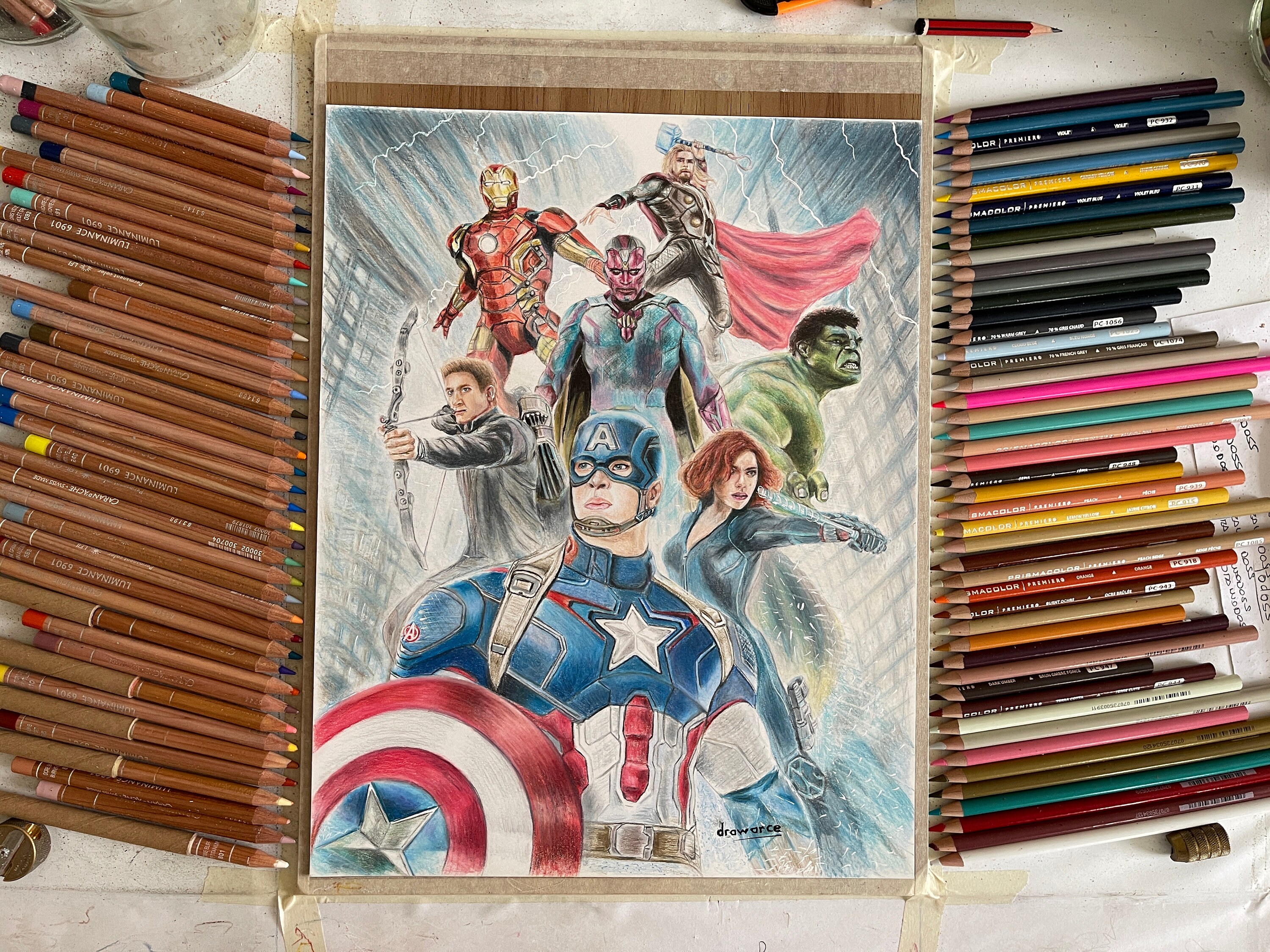 어벤져스 에이지 오브 울트론(한정판) 아트워크 - DRAWARCE의 전문 손으로 그린 ??컬러 연필-Freehip.co.kr