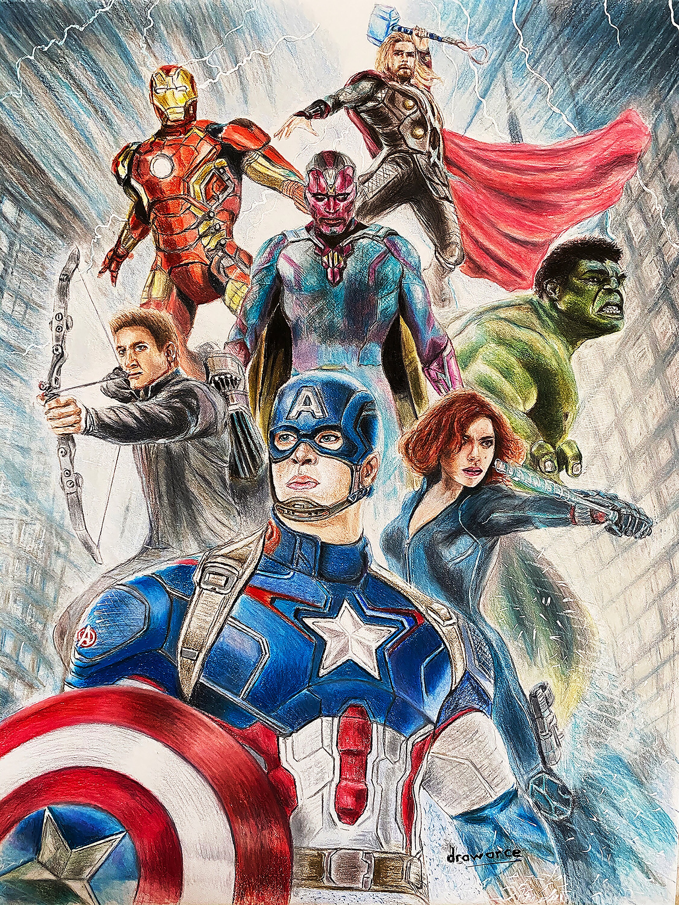 어벤져스 에이지 오브 울트론(한정판) 아트워크 - DRAWARCE의 전문 손으로 그린 ??컬러 연필-Freehip.co.kr