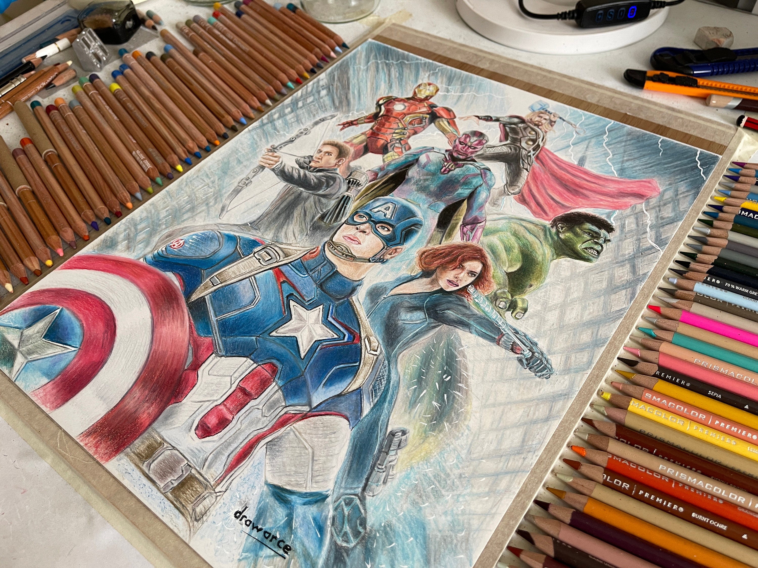 어벤져스 에이지 오브 울트론(한정판) 아트워크 - DRAWARCE의 전문 손으로 그린 ??컬러 연필-Freehip.co.kr