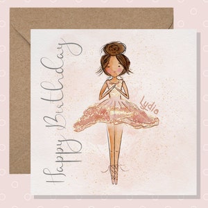 GEPERSONALISEERDE mooie ballerinaverjaardagskaart met 'gratis verzending' - @ Happy Little Me Co.