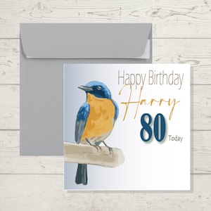 GEPERSONALISEERDE Vogel verjaardagskaart met 'Gratis levering' @ Happy Little Me Co.