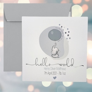 New Baby - Tarjeta personalizada 'Hello World' - NUEVO en Happy Little Me Co.