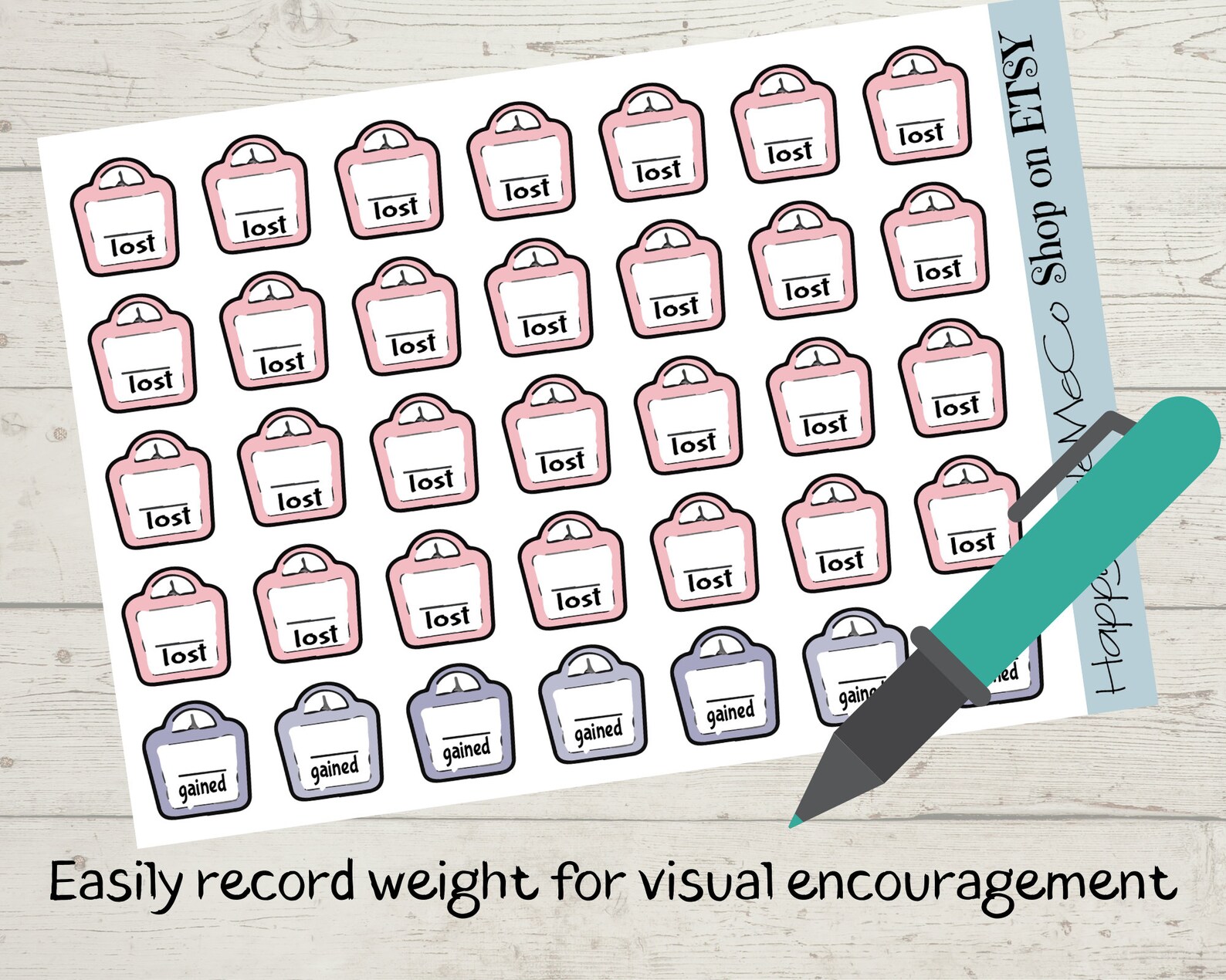 Weight Loss Record Stickers 2x A5 sheets of cute stickers to | Etsy