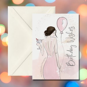 GEPERSONALISEERDE Mooie Dame Verjaardag, Prom of Special Occasion Card met 'Gratis Levering' - @ Happy Little Me Co.