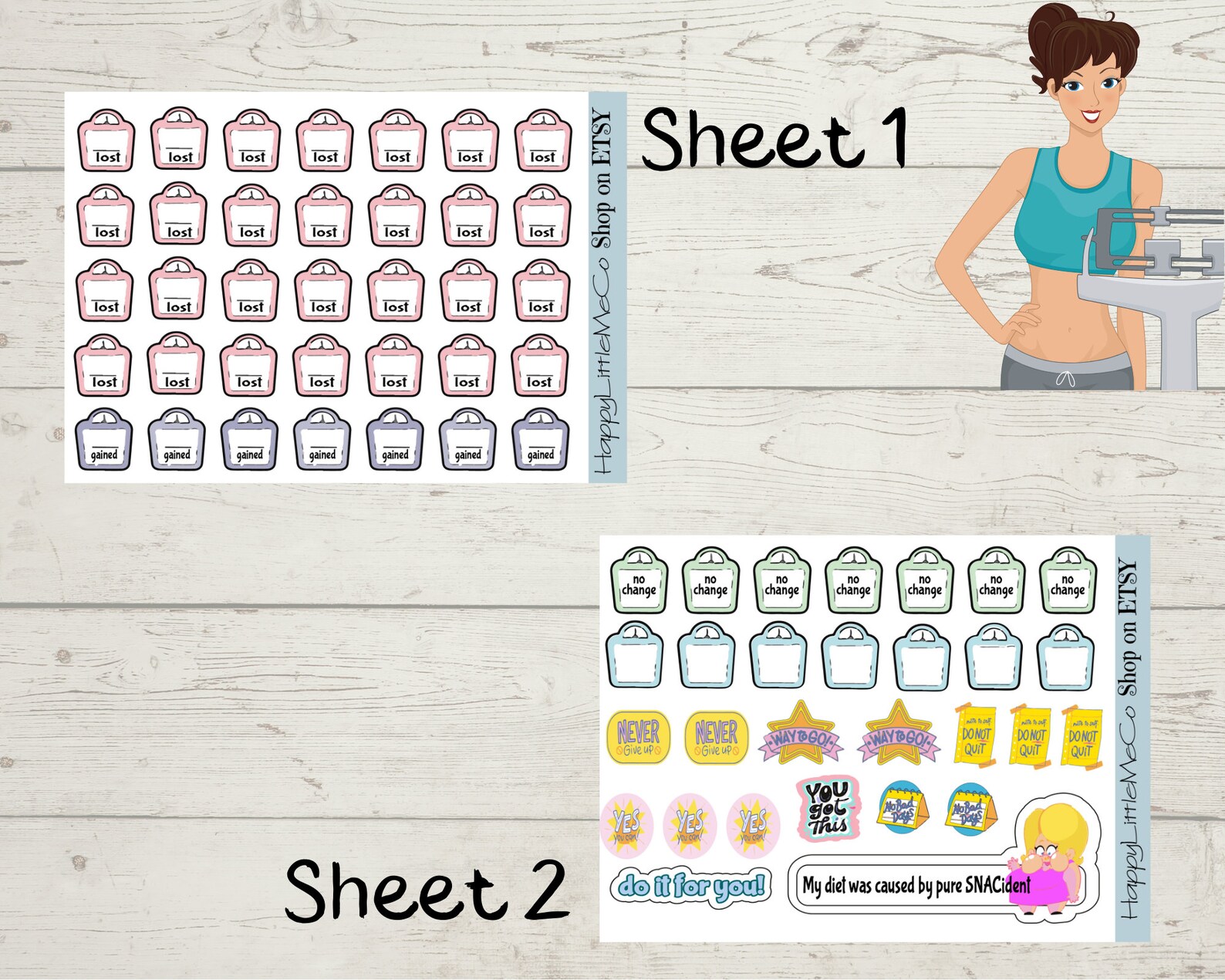Weight Loss Record Stickers 2x A5 sheets of cute stickers to | Etsy