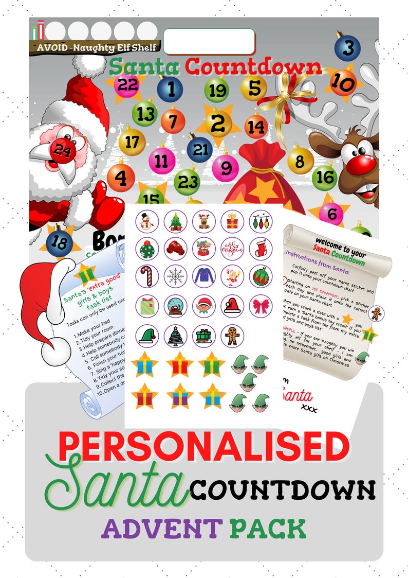 Santa Christmas Countdown Calendar Kids 'interactive Etsy UK