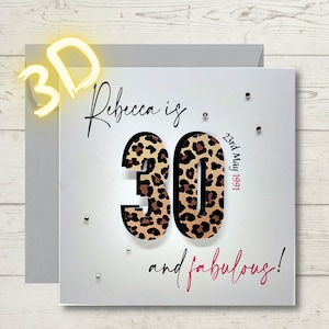 Carte d'anniversaire 3D PERSONNALISÉE avec imprimé animal et « livraison gratuite » - @ Happy Little Me Co.