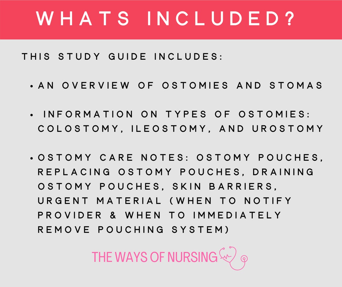 Ostomy & Ostomy Care Nursing Student 2 Pages Study Guide Etsy