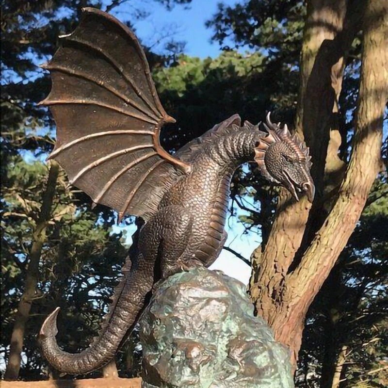 Garden Dragon Statue Fountain Dragon Ornament Resin Water Etsy