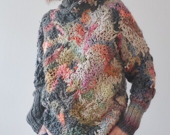 OOAK Freecrocheted colourful one-size sweather