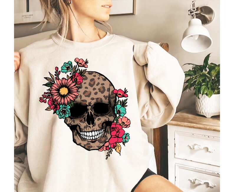 Floral Leopard Skull SUBLIMATION Design PNG Flower Leopard - Etsy