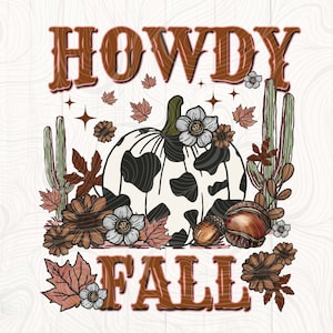 Howdy Fall png, retro fall png, western fall png, western pumpkin png, fall sublimation, western sublimation