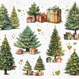 Watercolor Christmas Tree PNG Clipart Bundle Christmas Tree Sublimation ...