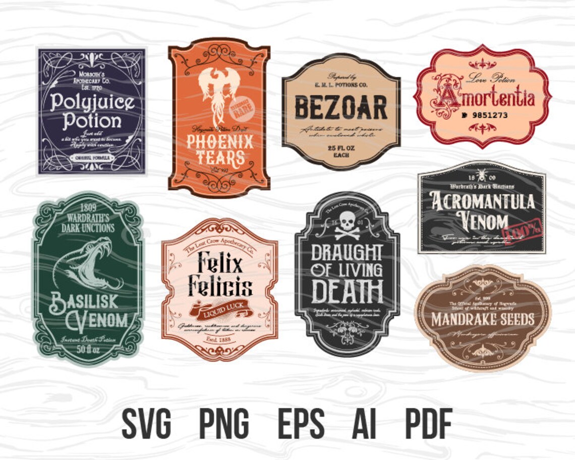 Potion labels svg Harry Potter potion potion labels svg | Etsy