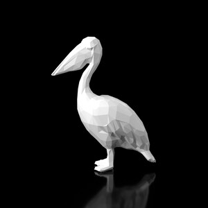 Pelikan Low Polygonal 3D Modell digitale Figur STL Datei für 3D DruckMaschine. CNC Fräser Pla Resin Drucker Diorama