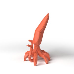 Cuttlefish Low Polygonal 3D model digital figure STL file for 3D print machine. CNC Router Pla resin printer Diorama