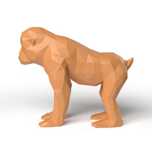 Monkey Low Polygonal 3D model digital figure STL file for 3D print machine. CNC Router Pla resin printer Diorama