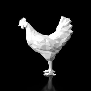 Chiken Low Polygonal 3D model digital figure STL file for 3D print machine. CNC Router Pla resin printer Diorama