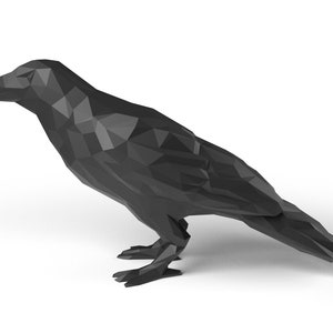 Crow Low Polygonal 3D model digital figure STL file for 3D print machine. CNC Router Pla resin printer Diorama
