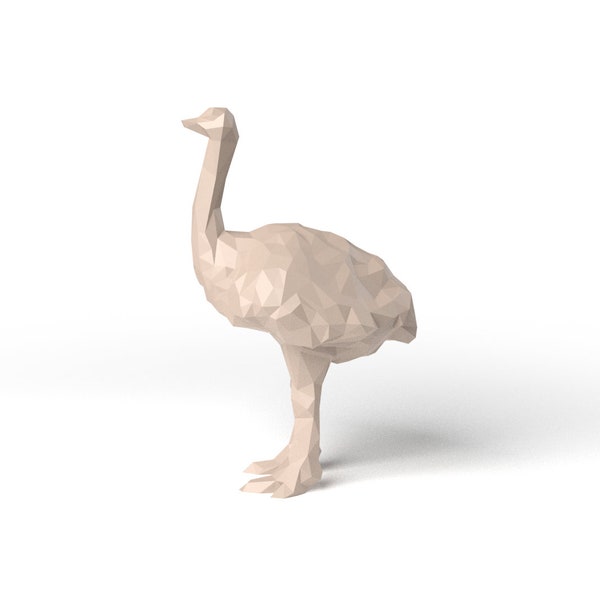 Ostrich Low Polygonal 3D model digital figure STL file for 3D print machine. CNC Router Pla resin printer Diorama