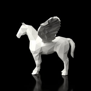 Pegasus Low Polygonal digital figure STL file for 3D print machine. CNC Router Pla resin printer Diorama