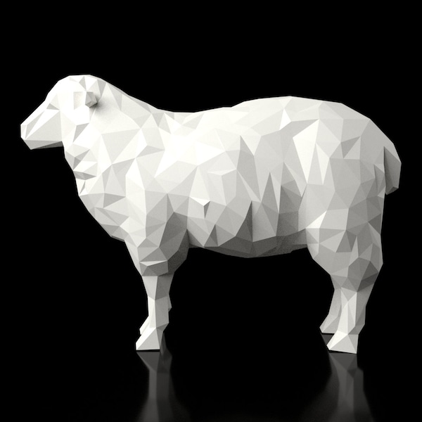 Sheep Low Polygonal 3D model digital figure STL file for 3D print machine. CNC Router Pla resin printer Diorama