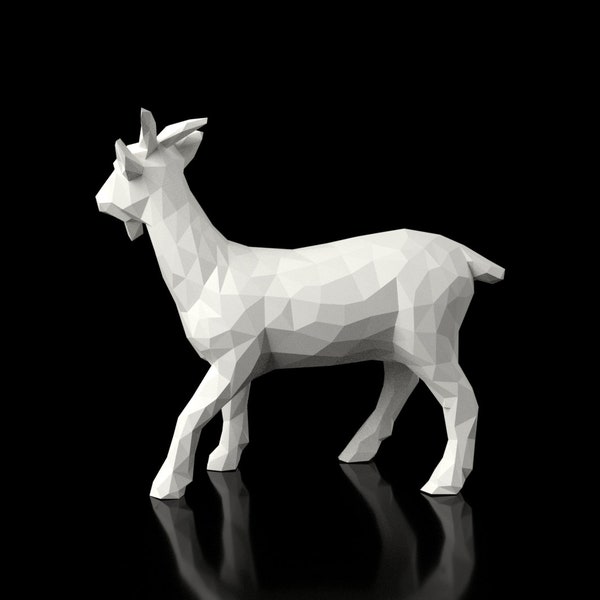 Goat Low Polygonal digital figure STL file for 3D print machine. CNC Router Pla resin printer Diorama