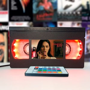 VHS lamp, Retro VHS tapes, Horror movie, Movie poster, Table lamp, Bestseller, 80s, 90s, Christmas, Halloween, Great gift, Movie print