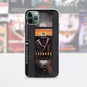 Retro VHS tape iPhone case 15 14 13 12 11 Pro Max 8 Plus, Tremors Google pixel case, Horror movie poster Samsung case S23 S20 S10