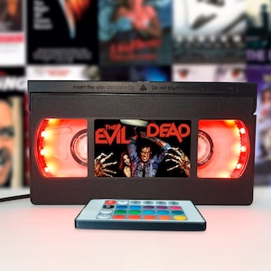 VHS lamp, Retro VHS tapes, Horror movie, Movie poster, Table lamp, Bestseller, 80s, 90s, Christmas, Halloween, Great gift, Movie print