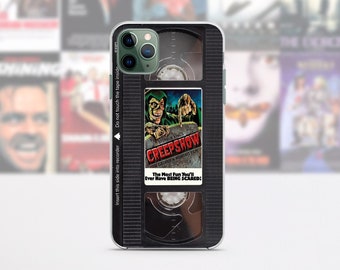 Retro VHS tape iPhone case 15 14 13 12 11 Pro Max 8 Plus, Halloween Google pixel case, Greepshow Horror movie Samsung case S23 S20 S10